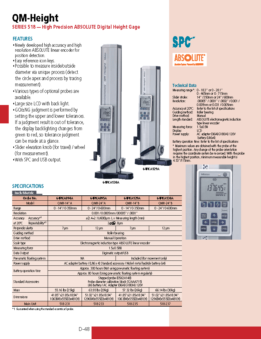 Mitutoyo QM Height Gages