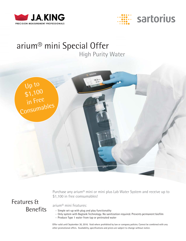 Sartorius arium mini Special 2016