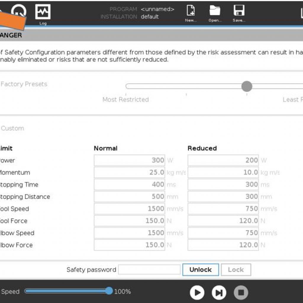 Universal robot force sales control