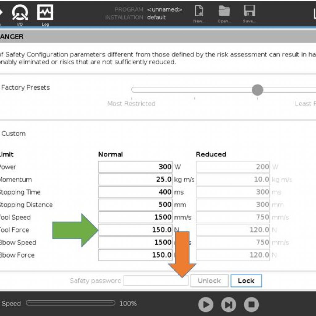 Universal robot force sales control