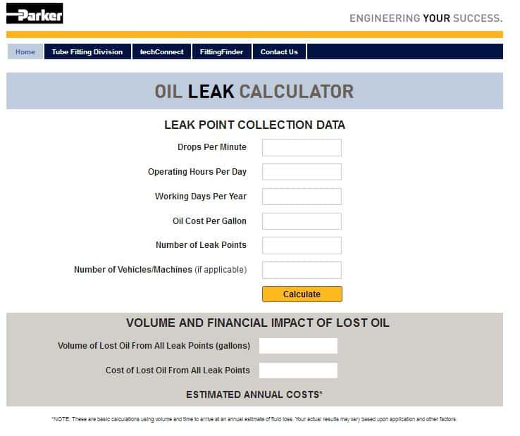 Hydraulic Oil Leakage Calculator 1