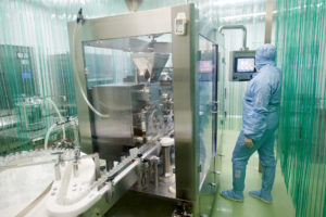 bottling machine in pharmaceutical facility