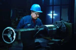 man testing industrial equipment