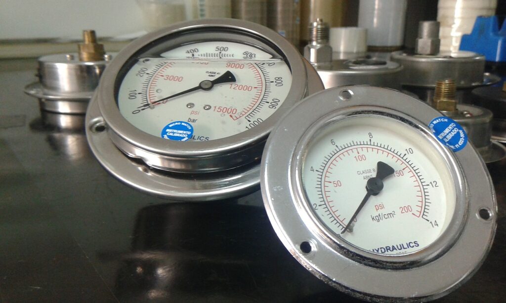 pressure gauges awaiting calibration