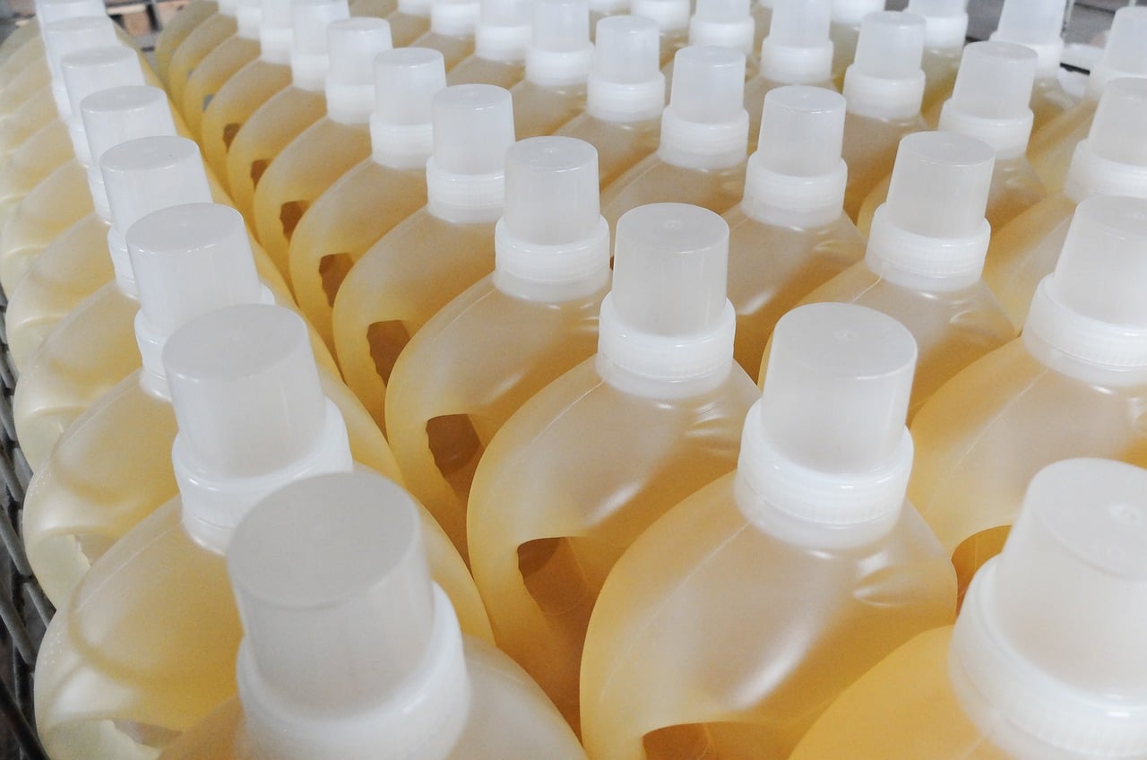 bottles awaiting torque testing for caps