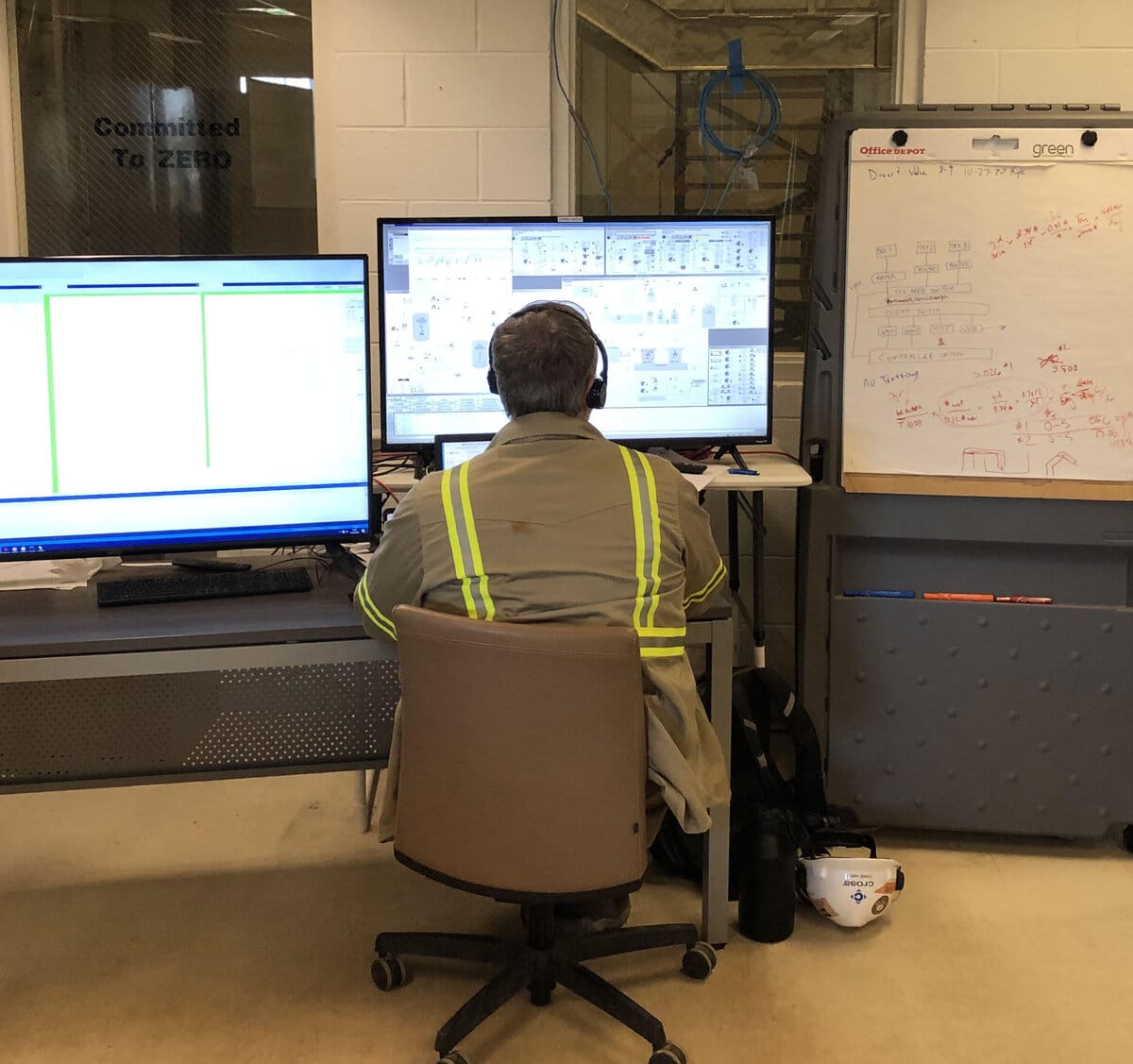 control room for industrial process facility