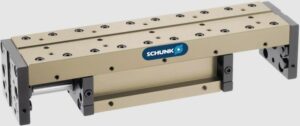 SCHUNK Linear module with pneumatic drive and pre-loaded crossed roller bearings