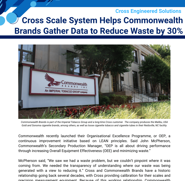 Engineering Application Note: Cross Scale System Helps Commonwealth Brands Gather Data and Reduce Waste by 30% 2