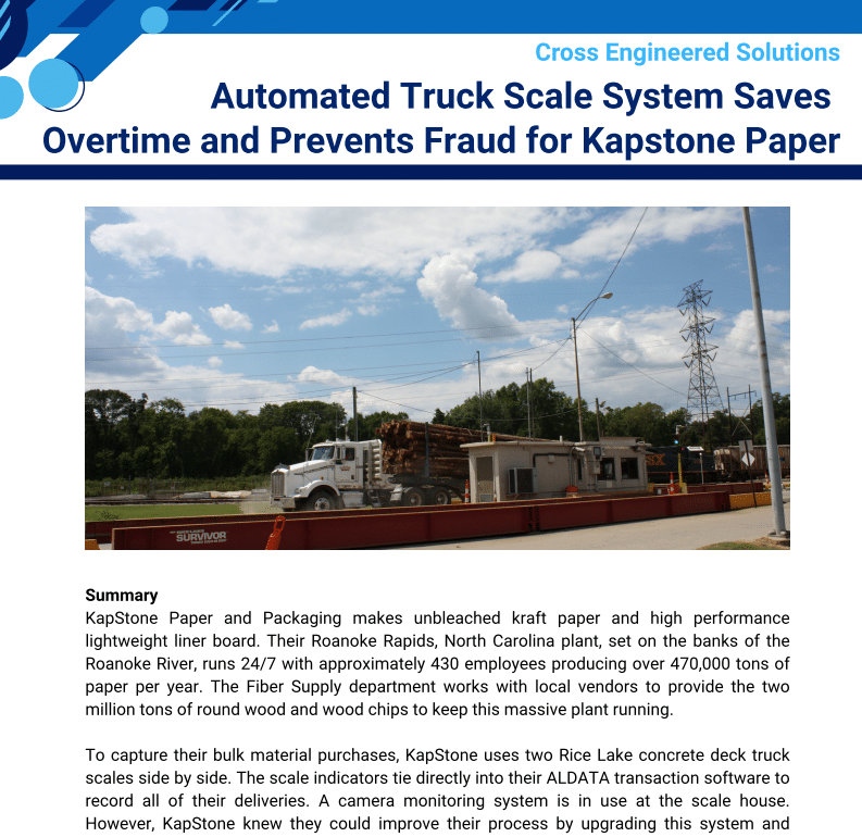 Engineering Application Note: Automated Truck Scale System Saves Overtime and Prevents Fraud for Kapstone Paper 3