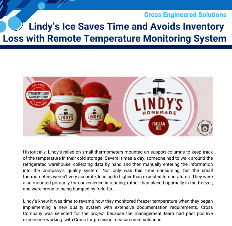 Engineering Application Note: Lindy's Ice Saves Time and Avoids Inventory Loss With Remote Temperature Monitoring System 2