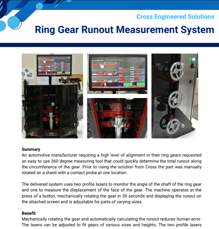 Engineering Application Note: Ring Gear Runout Measurement System 1