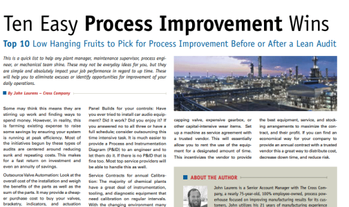 Valve World Americas article about process improvement from Cross