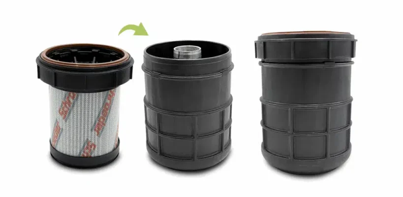 Schroeder Industries Sustainable Cartridge Bowl Disassembled View