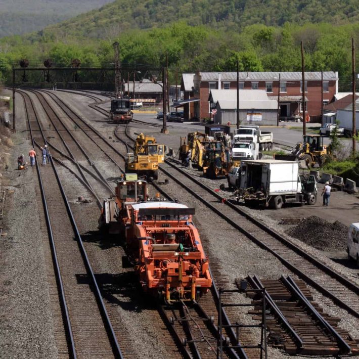 rail equipment in yard